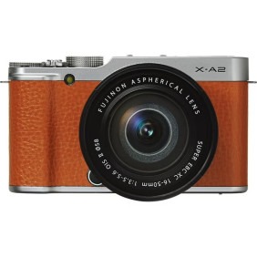 Fujifilm X-A2 16.3 Megapixel Mirrorless Camera with Lens, 16 mm, 50 mm, Brown